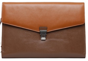 Men's High-grade Genuine Leather Vogue Contrast Color High Security Lock Clutch Waterproof Document Bag for A4