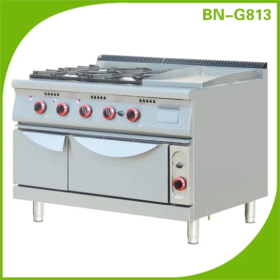 Restaruant Gas Range With 6 Burners, Oven & Griddle BN-G813