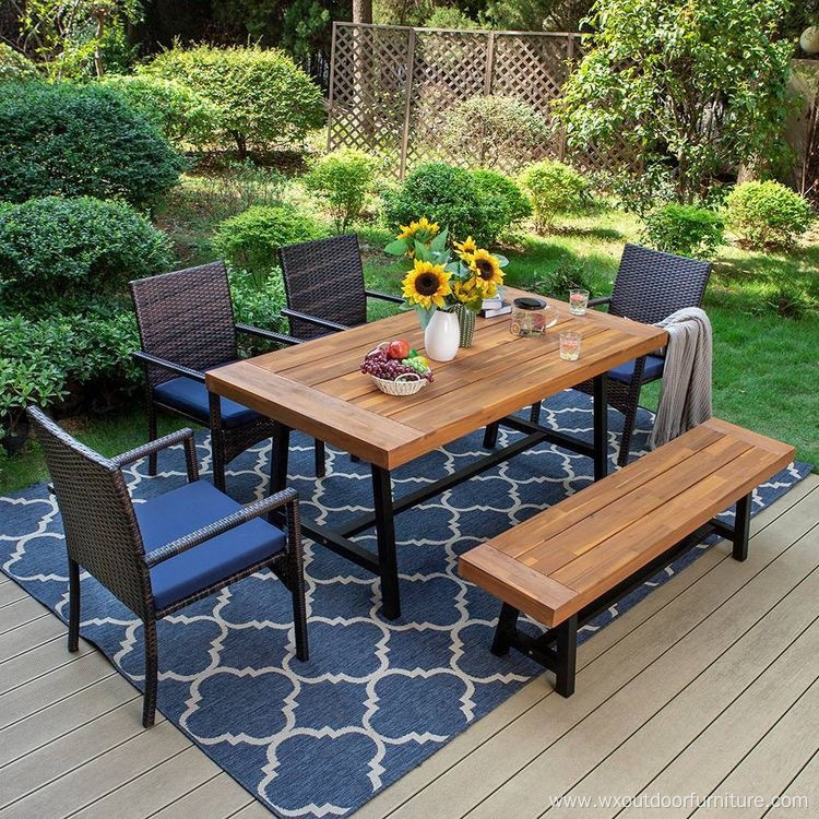 Waterproof Modern Wooden Furniture Patio Outdoor Park Garden Plastic Wood Long Bench with Metal legs