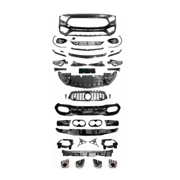 Mercedes-Benz A-Class W177 2019-2021 to A45 AMG Body Kit - Front Bumper Assembly with Grille and Rear Diffuser
