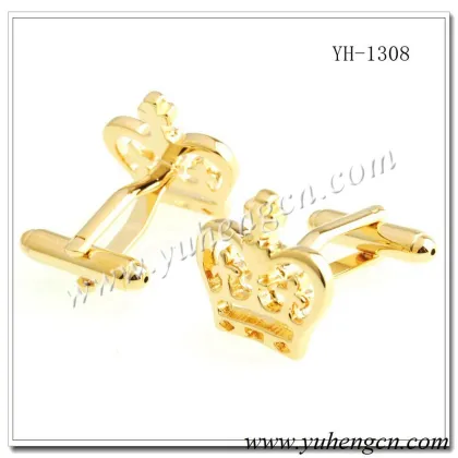 YH-1308 Novelty Gold Crown Cufflinks
