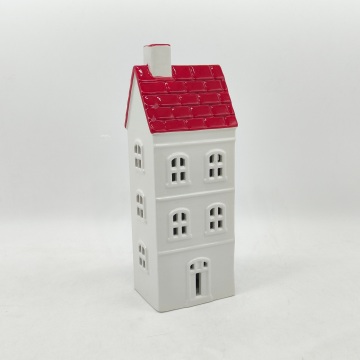 Tall Ceramic LED House Ornament