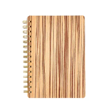 Wood material hardcover spiral notebook