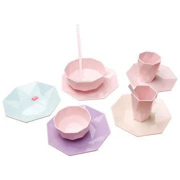 Wholesale 7 PCS Colorful Fashion Diamond Design Durable Melamine Tableware Set