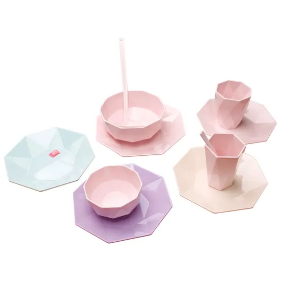 Wholesale 7 PCS Colorful Fashion Diamond Design Durable Melamine Tableware Set