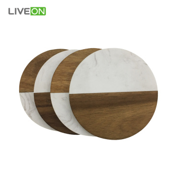 Marble Acacia Wood coaster set