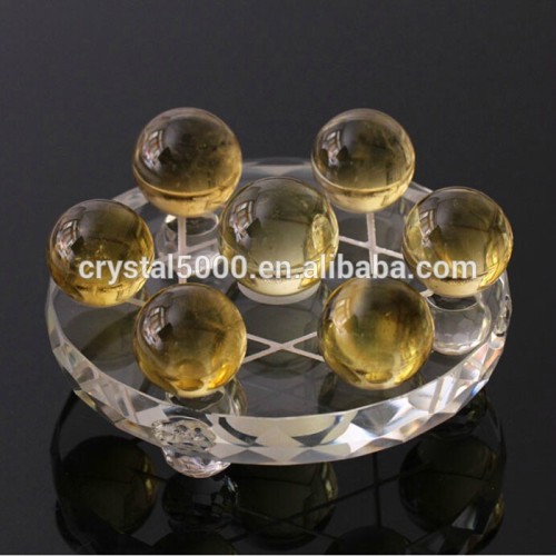seven yellow crystal balls with base for home decoration and souvenirs
