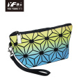 Custom color focus rainbow PU leather makeup bag