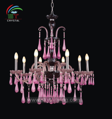 purple glass drop chandelier lamp/ murano glass chandelier lighting