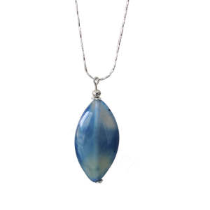 Natural Gemstone Agate Necklace with Silver Chain