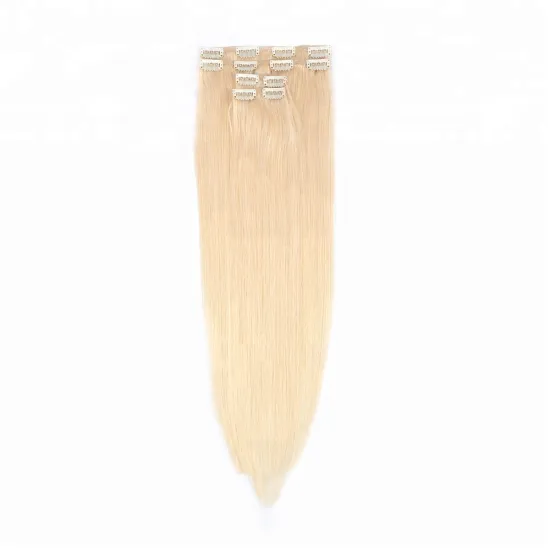 40 Inch Virgin Double Drawn Seamless Human Blonde Clip In Brazilian Human Hair Extension