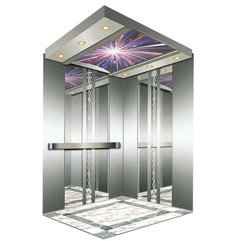 1600kg Mirror Etching Stainless Steel Small Machine Room Passenger Elevator