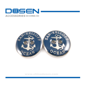 Custom Anchor Pattern Nickle Free Navy Color Enamel Metal Button 2 Holes Sew On Button for Denim Clothes Jacket Shirt Grament