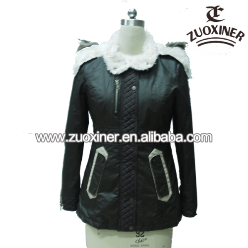 woman leather winter coat