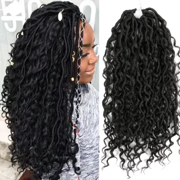 River Goddess Crochet Ombre color 14 18 inch curly faux locs crochet hair extensions  river locs crochet goddess faux locs braid