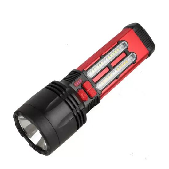 Multi-Function Emergency Solar Torch Light with Rechargeable LED and 18650 Lithium Battery