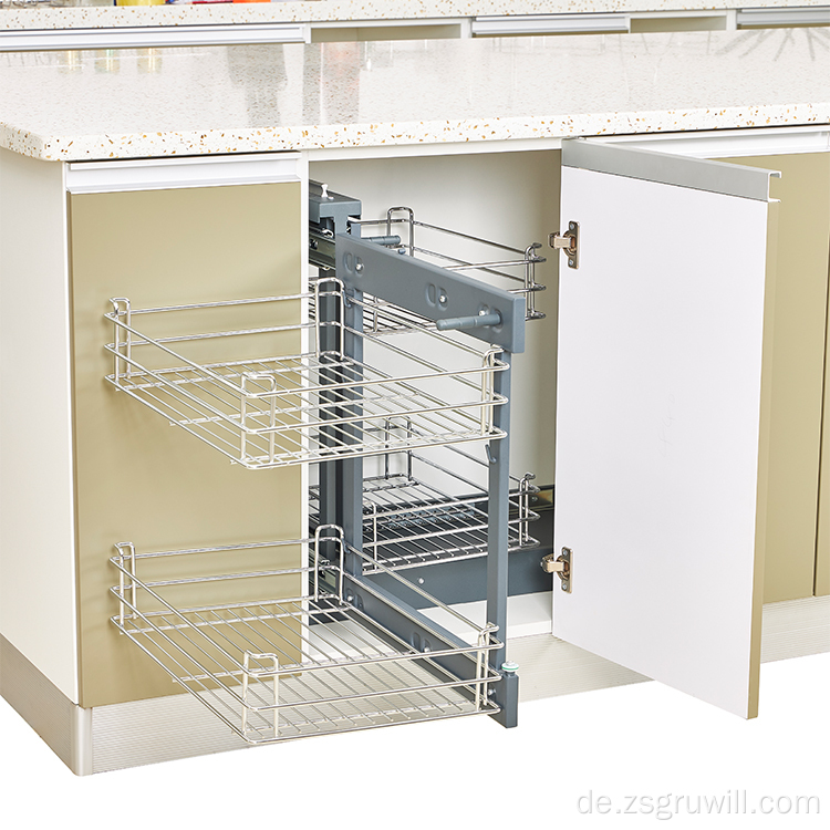 Soft-Close-Auszug aus rostfreiem Stahl-Eckschubladenkorb