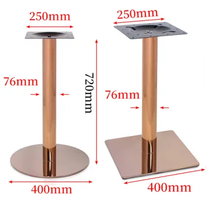 Rose Gold Stainless Steel Dining Round Bar Table Bases