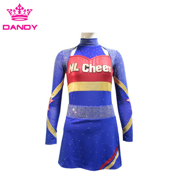 Metallic Stof Navy Blue Cheer Uniform