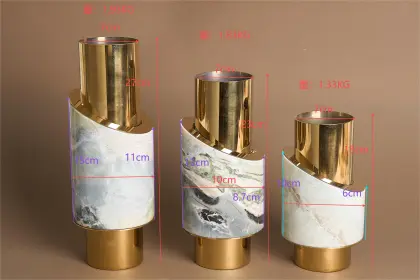 Yinhe Stone 2024 Luxury Marble Metal Flower Pot Vase in Bulgari Green - Home Decor Maison