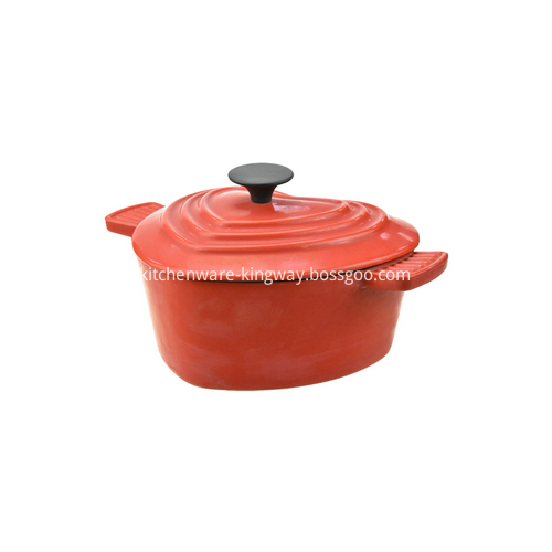 Heart-Shaped Red Cast Iron Casserole Dish