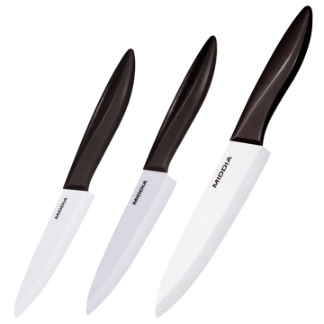 MIDDIA 3pcs Kitchen Knife Set - 6 Inch Ceramic Cleaver & 4.5 Inch Chef Fruit Knife with PP Handle
