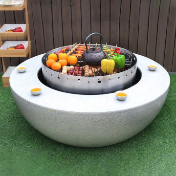 Iron Metal Fire Pit Outdoor Garden Multifunction BBQ Grills Round Fire Bowl with SS304 cooking grid