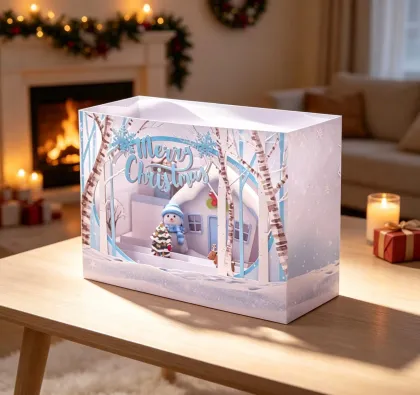 Snowy Santa Village Christmas Pop Up Card