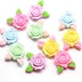 Assortiment de couleur Pastel résine Rose fleur Cabochons 20 * 22 MM résine Flatback Rose fleur perles belle Chunky Rose fleur artisanat