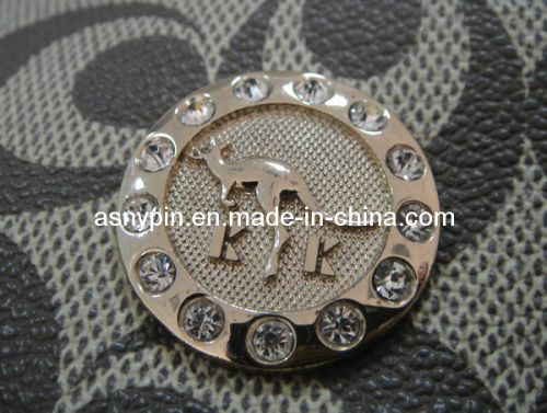 Custom Rhinestone Name Badge for Handbag, Metal Logo Plate with Diamond