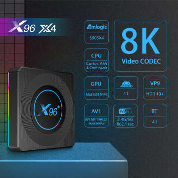X96 X4 S905X4 Android 11 Kotak TV Pintar dengan 2G/4G RAM &amp; Peningkatan Penyimpanan, Wifi Dual 5G, Sokongan 8K, dan RGB Light Shell
