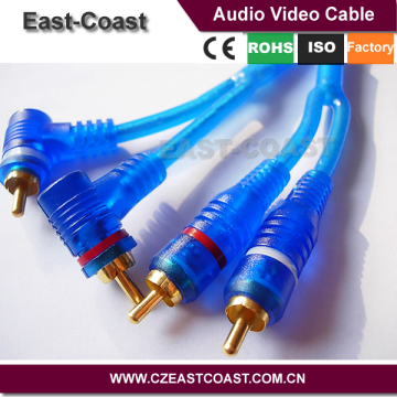 Transparent 2 rca male to angle male car cable audio