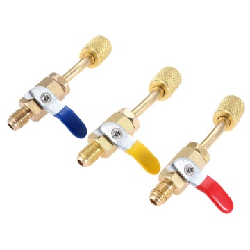 صمام كرة مضغوط زاوية لمبرر تكييف الهواء ، 3 ألوان ، 1/4 SAE - يناسب R12 R22 R134A HVAC