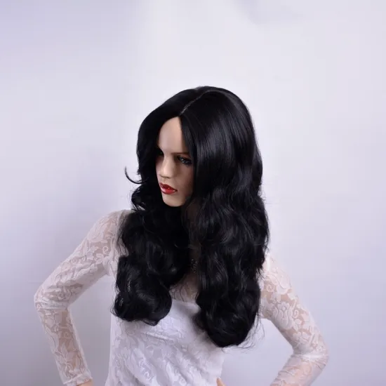 Top Quality black long synthetic wigs loose curly deep wave hair for Mature woman Cosplay Wigs  Party Wigs