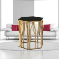table basse de luxe et or royal avec plateau en verre