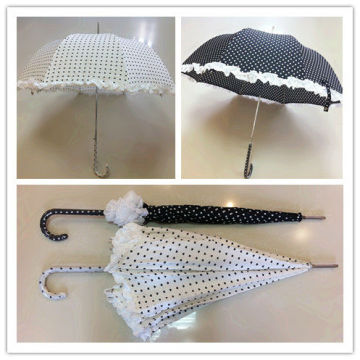 23'' 8K auto open straight umbrella with white lace