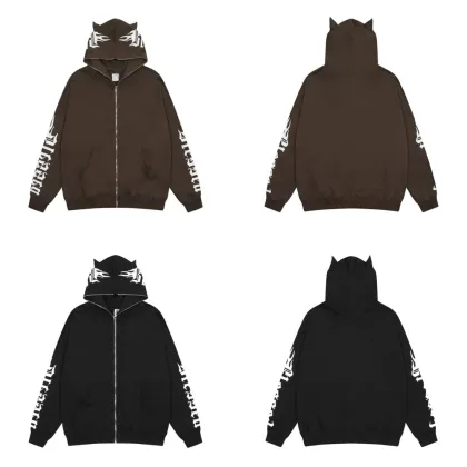 High Quality Soft Oversize Full Face Zip Up Hoodie