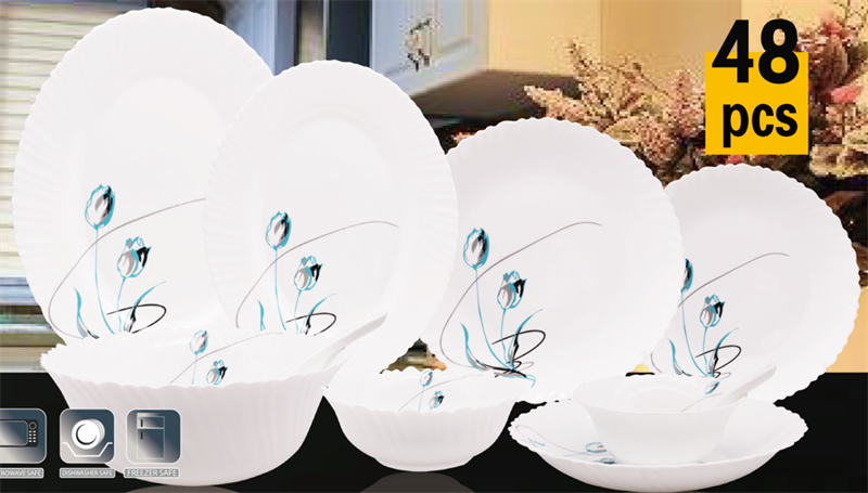 48pcs Opal Glass Dinnerware Png