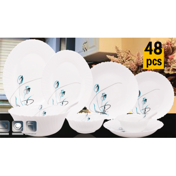 48PCS -Tischgeschirr Druckdinnerteller Dinnerwarensätze