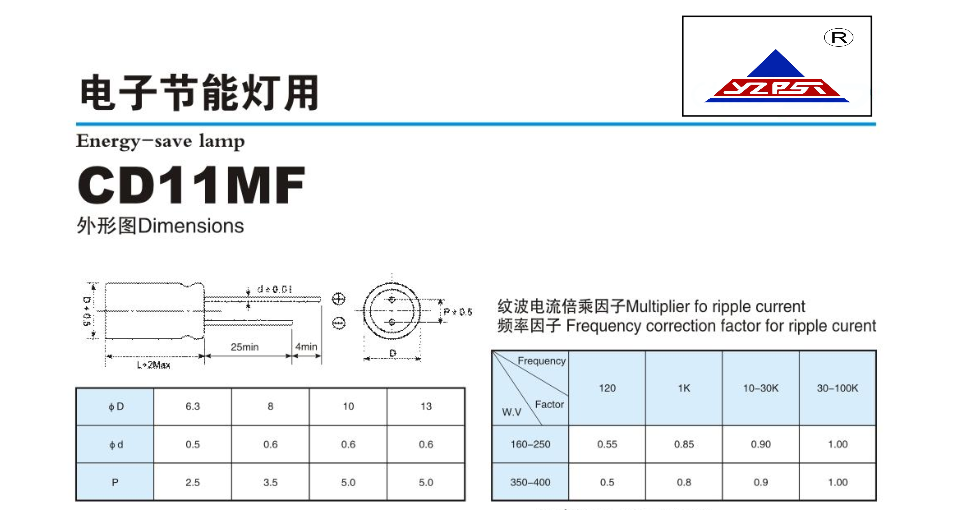 CD11MF Electronic energy-saving lamps with capacitance1