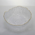 Embossed Gold Rimmed Crystal Decorative Glass Bowl Set