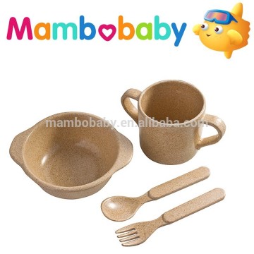 Natrual Rice Husk Bamboo Fiber Baby/Children's tableware four pcs set