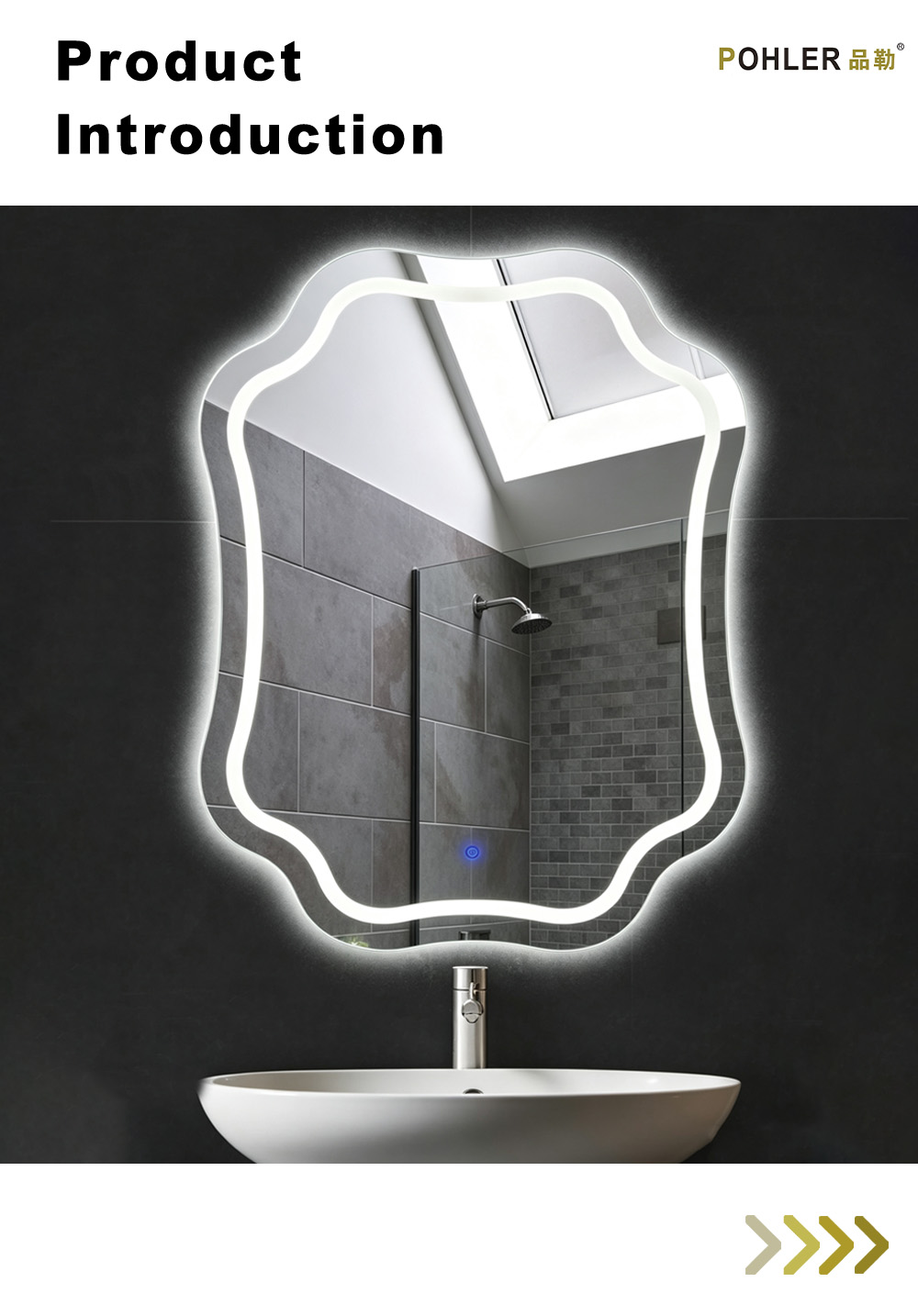 D054 Vintage Wavy LED Mirror X