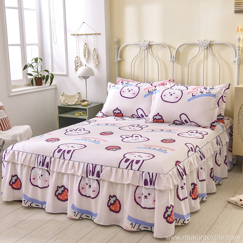 100% cotton printed bedskirt sheet