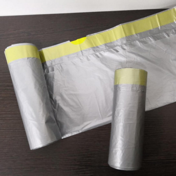 Plastic disposable drawstring trash bags on rolls for kitchen household can bins