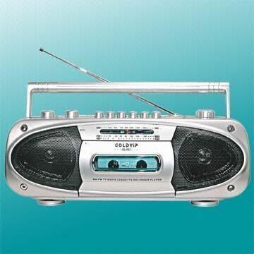 Portable MW/FM/TV/SW Radio Cassette Recorder/Player with Two Built-in Speakers
