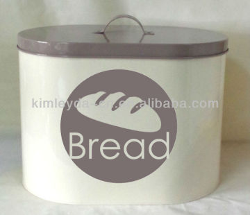 New design large metal bread box in cream color