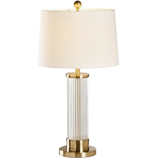 Modern Style Solid K9 Crystal Glass Base Fabric Lampshade Dimmable Desk Lamp