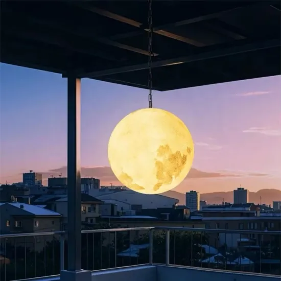 Moon Shaped Adjustable Chain Outdoor Pendant Light
