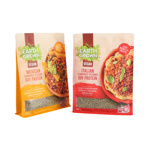 Aangepast logo-ontwerp met platte bodem noedels voedselverpakking PE4-zak recyclebaar